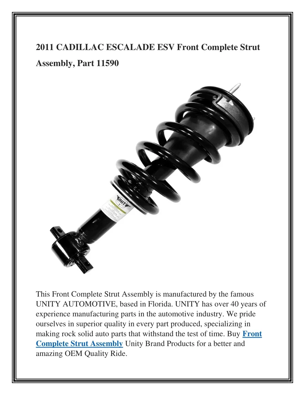2021 Cadillac Escalade Front Strut Assembly