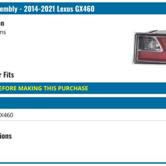 2022 Lexus GX 460 Tail Light Assembly LH